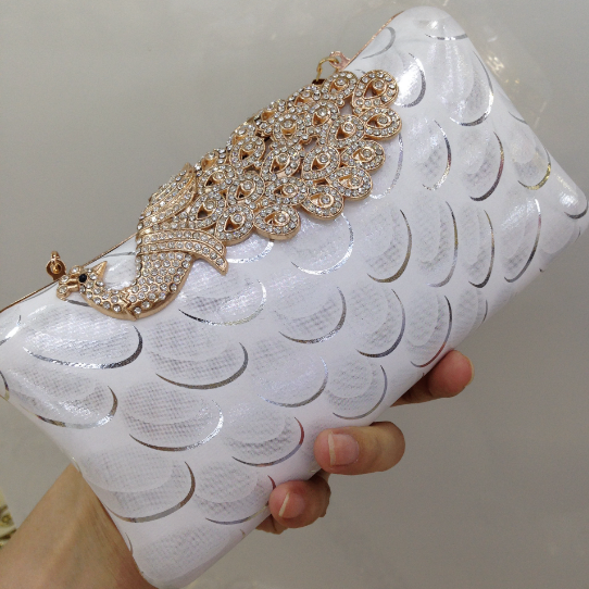 Diamond Peacock Leather Purse