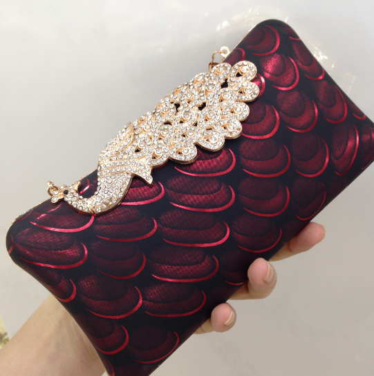 Diamond Peacock Leather Purse