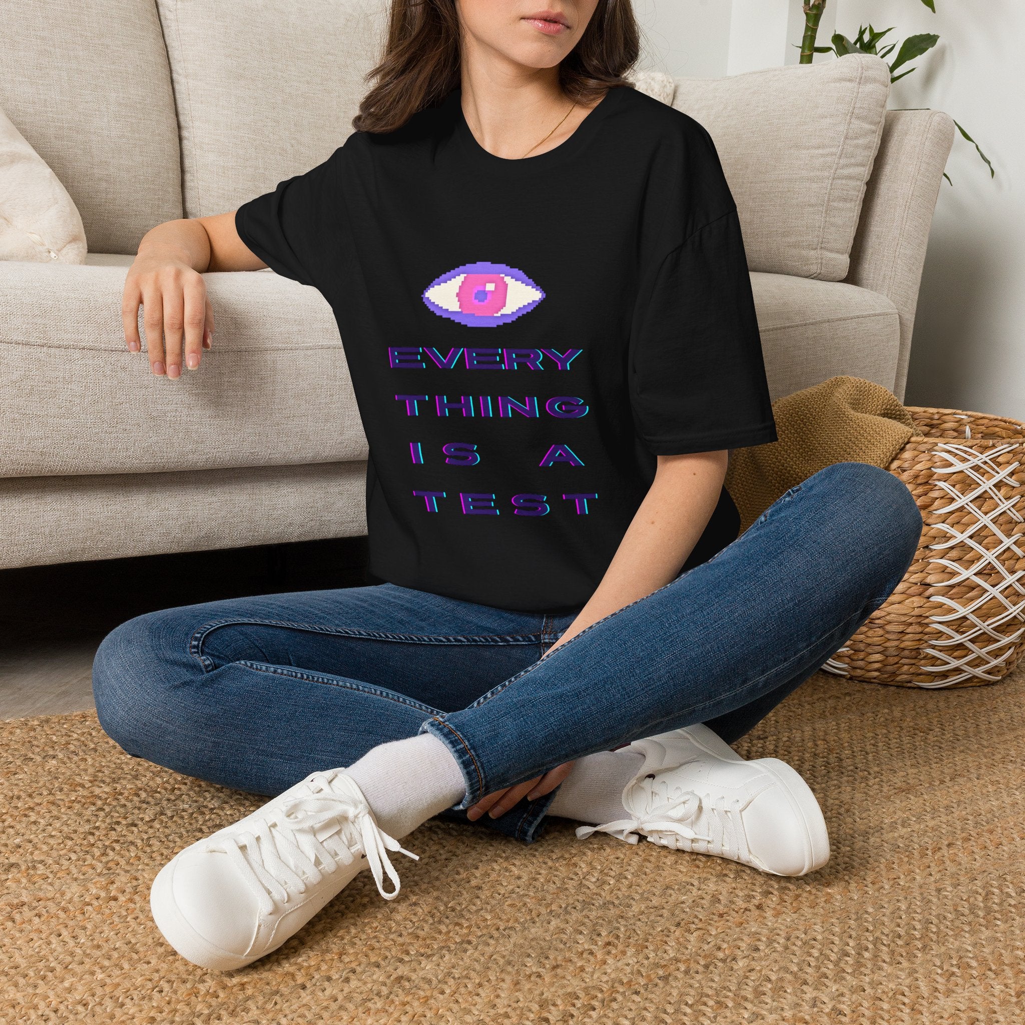 Everything Is Test T-Shirt — Retro Pixel Eye Graphic Tee